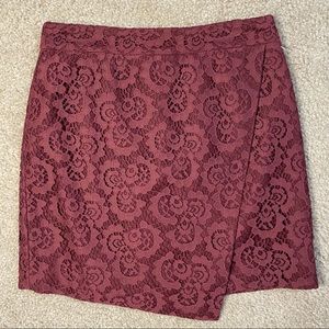 Madewell red lace asymmetric skirt!